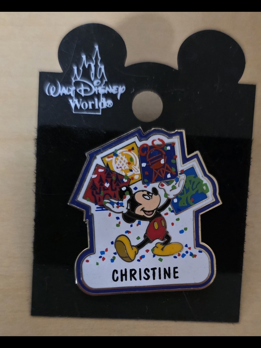 New Walt Disney World  Name Pin *Christine" WDW Mickey, Minnie, Donald